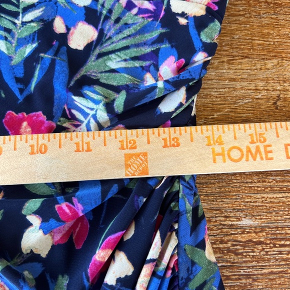 Lauren Ralph Lauren Size 10 Sheath Dress Black Floral Botanical Surplice V Neck - Picture 12 of 14